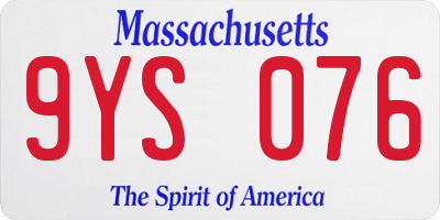 MA license plate 9YS076