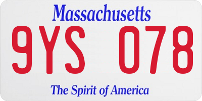 MA license plate 9YS078