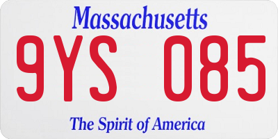 MA license plate 9YS085