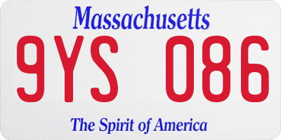 MA license plate 9YS086