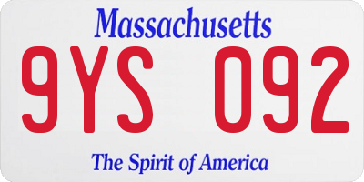 MA license plate 9YS092