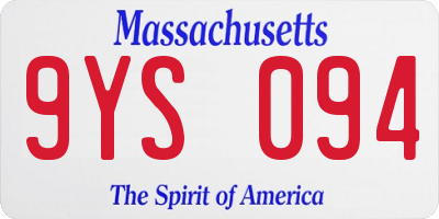 MA license plate 9YS094