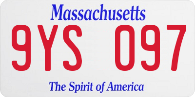 MA license plate 9YS097