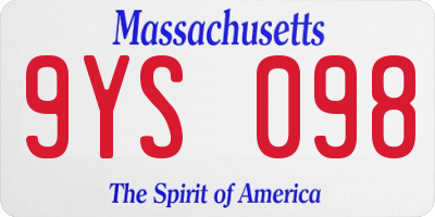 MA license plate 9YS098