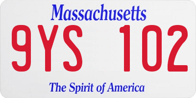 MA license plate 9YS102