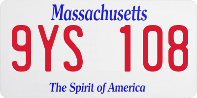 MA license plate 9YS108