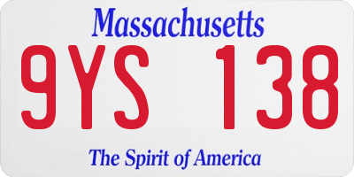 MA license plate 9YS138