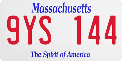 MA license plate 9YS144