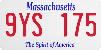 MA license plate 9YS175