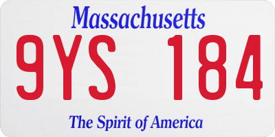 MA license plate 9YS184