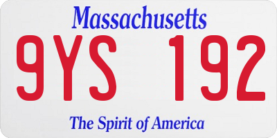 MA license plate 9YS192