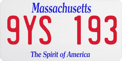 MA license plate 9YS193