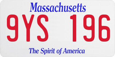 MA license plate 9YS196