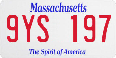 MA license plate 9YS197