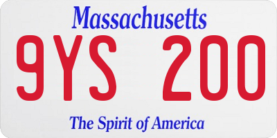 MA license plate 9YS200
