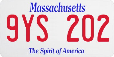 MA license plate 9YS202