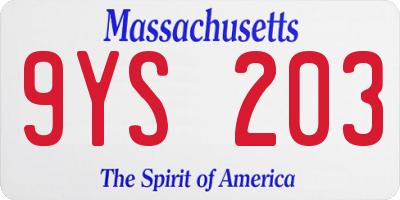 MA license plate 9YS203