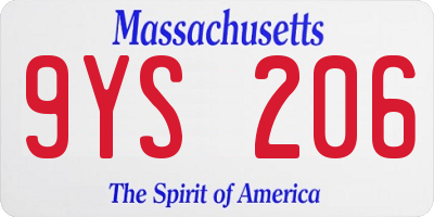 MA license plate 9YS206