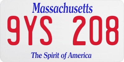 MA license plate 9YS208