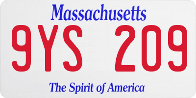 MA license plate 9YS209