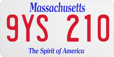 MA license plate 9YS210