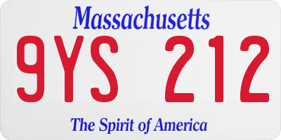 MA license plate 9YS212