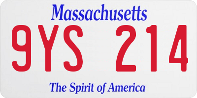 MA license plate 9YS214