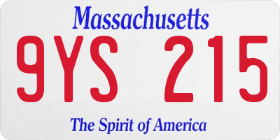 MA license plate 9YS215