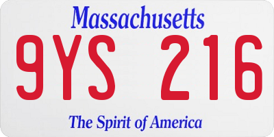 MA license plate 9YS216
