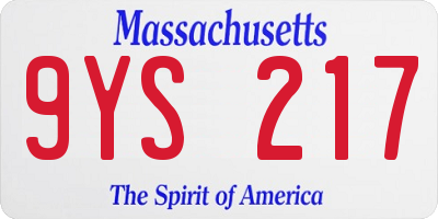 MA license plate 9YS217