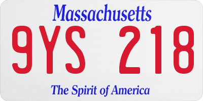 MA license plate 9YS218