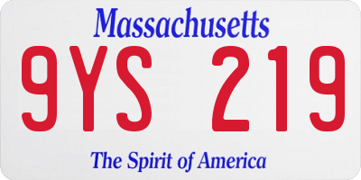 MA license plate 9YS219