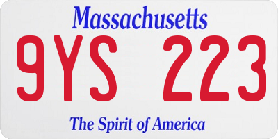 MA license plate 9YS223