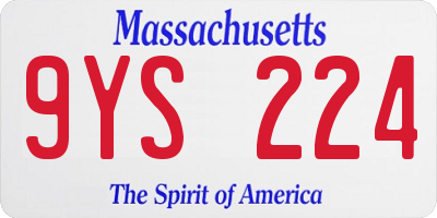 MA license plate 9YS224