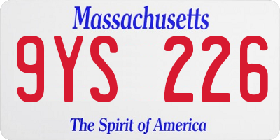 MA license plate 9YS226