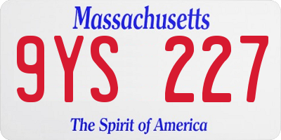 MA license plate 9YS227