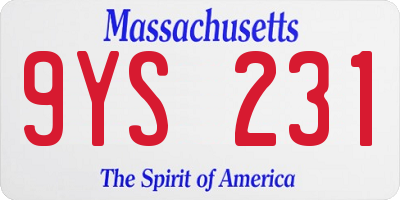 MA license plate 9YS231