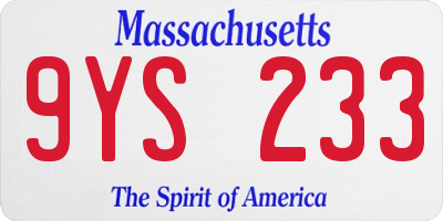 MA license plate 9YS233