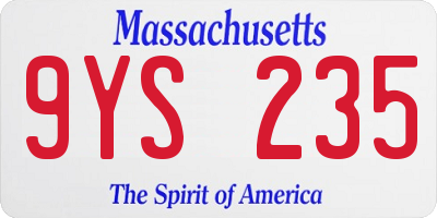 MA license plate 9YS235