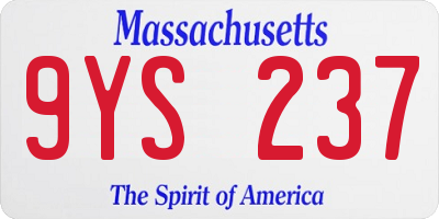 MA license plate 9YS237