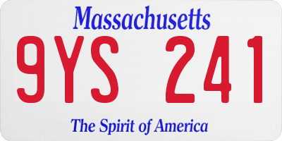 MA license plate 9YS241