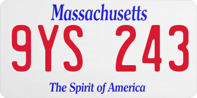 MA license plate 9YS243