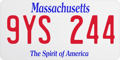 MA license plate 9YS244