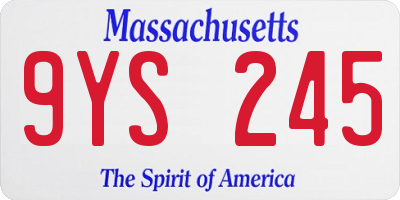 MA license plate 9YS245