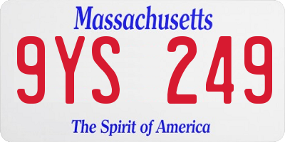 MA license plate 9YS249