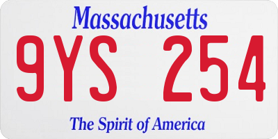 MA license plate 9YS254