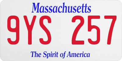 MA license plate 9YS257