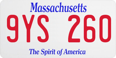 MA license plate 9YS260