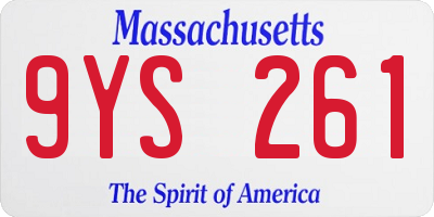 MA license plate 9YS261