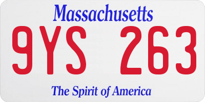 MA license plate 9YS263